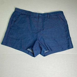 Madewell Blue Linen Blend Shorts Women Size 6